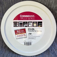 Vtg 1997 CorningWare French White Replacement Lid F-1-PC 7403-PC USA Fits 2.5 Qt