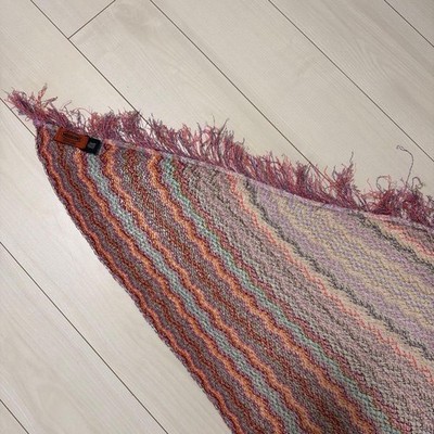 [EUC] MISSONI Multicolor Zigzag Knit Scarf Shawl Fringe Authentic : From JAPAN