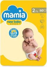 Mamia Size 2 (4-8kg) Baby Nappies Value 60 Pack Absorbent Disposable Diaper 0.12 per nappy