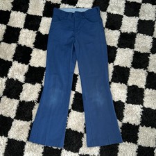 Vintage 70s sears perma prest pants boys size 12 slim Blue Distressed Textured