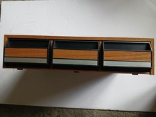 VTG Retro 36 Cassette Tape Storage Case Faux Wood Finish 3 Drawer Cabinet Holder