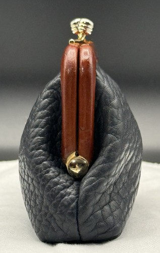 Vintage Dooney & Bourke All Weather Leather Kiss-Lock Coin Purse Navy Read*** - Picture 5 of 18