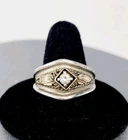 VTG Sterling Ring Navajo Ring Size 12.5 Signed S. Ray Gold Vermeil Accents CZ