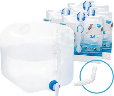 ITRAZ 4 Pack Collapsible Water Container Jug, 2.6 Gallon No BPA Water Storage Carrier