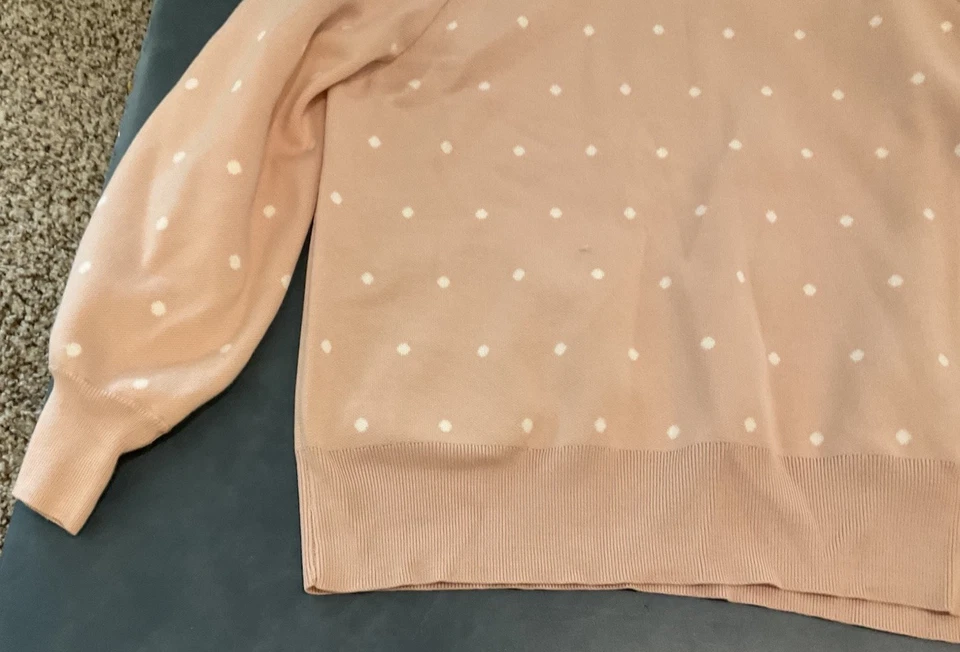 Suéter Pullover Adrianna Papell Para Mujer Talla 1X Rosa con Lunares Blancos Nuevo con Etiquetas $99 Foto 3 de 4