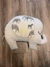 Elephant Safari Pillow Stuffed Animal Gray Gold Black Africa