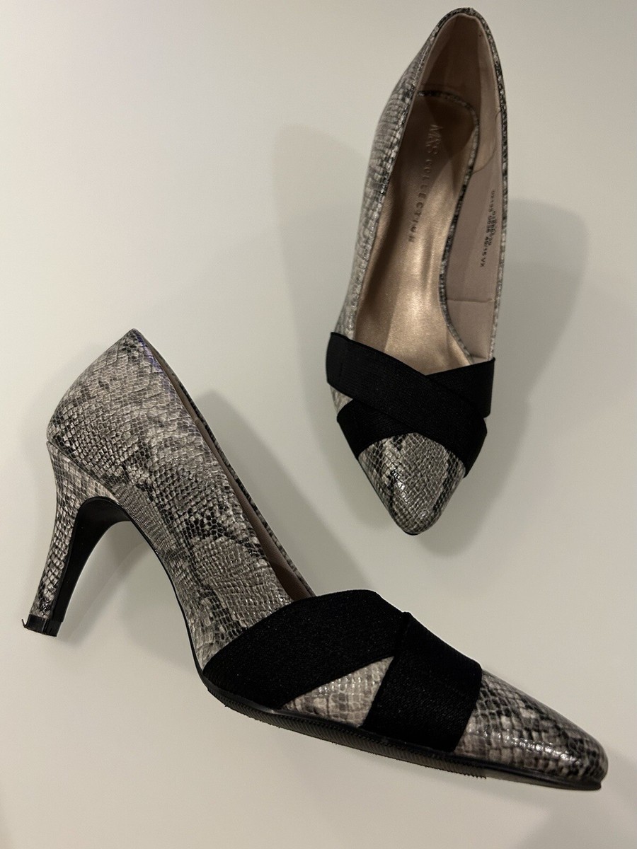 Marks Spencer Insolia Grey/Black Snakeskin Court Size