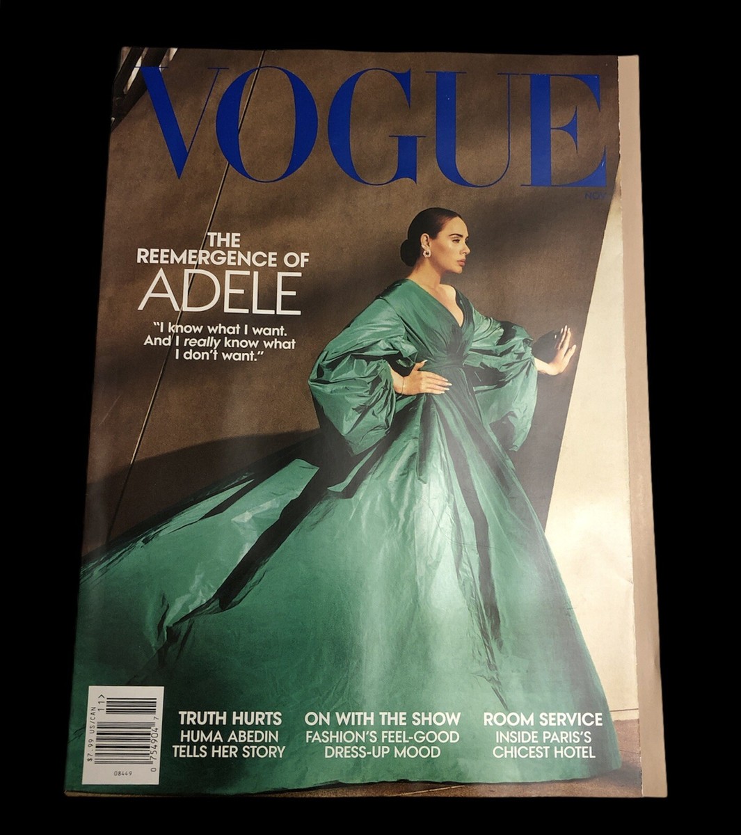 Adele Vogue Magazine Front Cover Green Dress November 2021 No Label | eBay