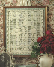 WILD ROSE FILET WALL HANGING HOME DECOR DIGEST SIZE CROCHET PATTERN INSTRUCTIONS