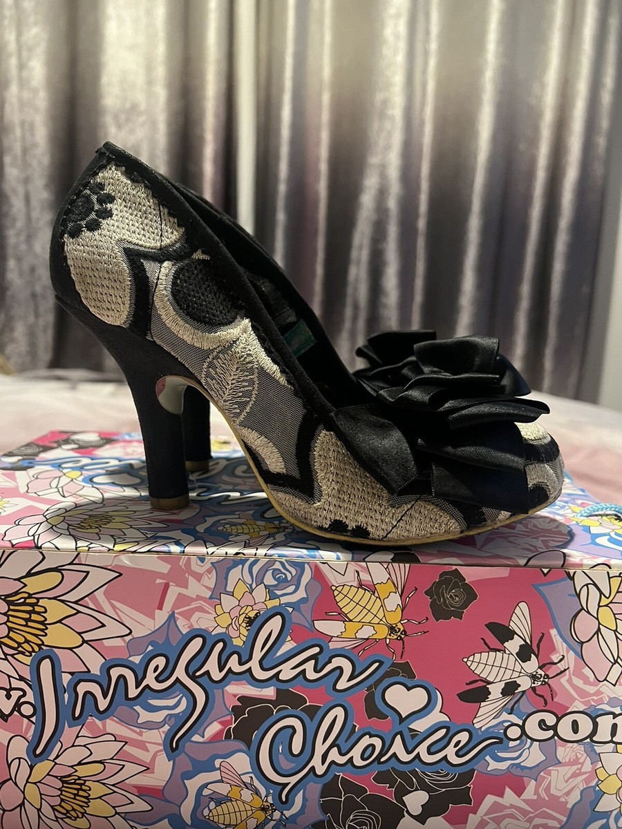 Irregular Choice size Black And Silver Grey “Ascot” Courts