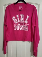 Modern Lux Medium T-Shirt Womens Pink & White L Sleeves BNWT $30 Rt ❤GIRL POWER❤