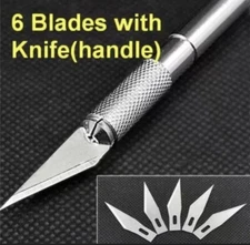 Hobby Knife Razor Sharp Cutter Arts Craft Cutting Tool Exacto + 6 Blades Refill