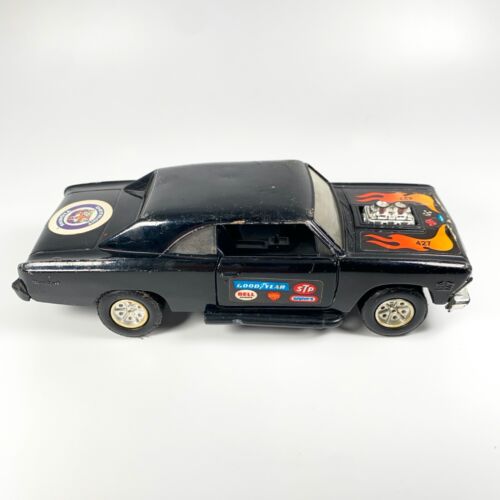 Vintage Strombecker Hot Rod 1966 Chevy Malibu SS 427 Black 1:25 Diecast 6.75"