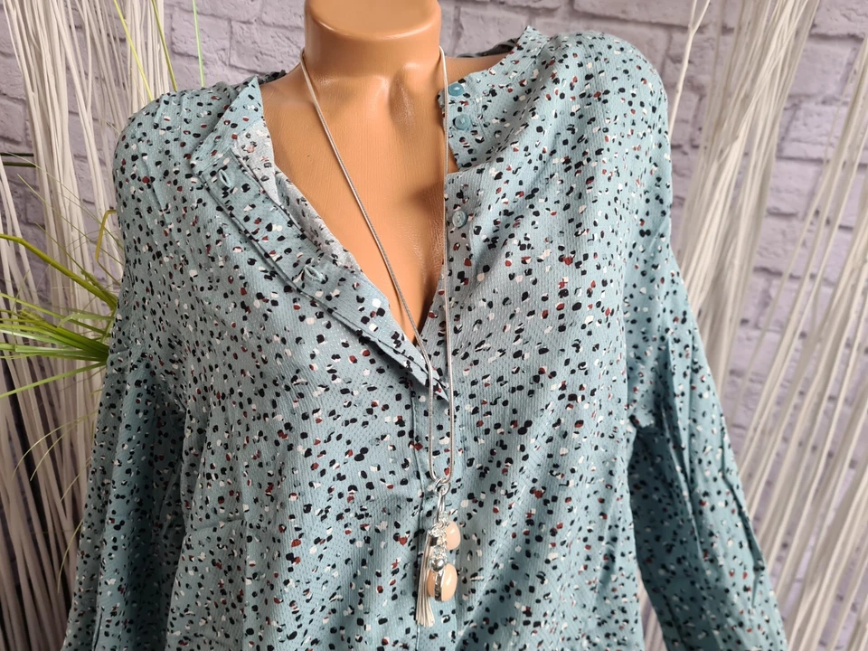 Tom Tailor Bluse Tunika Langarm Damen blau weiß meliert (6 158) NEU - Bild 3 von 4