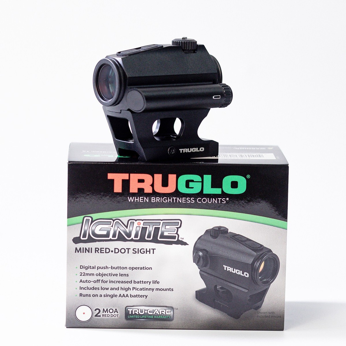 実物TRUGLO Ignite Mini 22mm Red Dot Sight TruGlo Ignite Mini Compact 22mm Red 2 MOA Dot Sight - Black