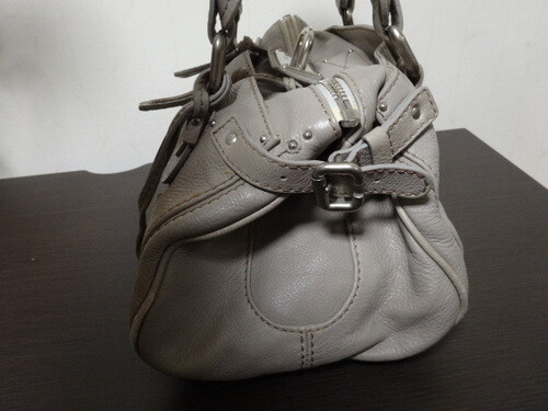 Chloe Paddington Handbag Boston Bag Greige Leather Silver