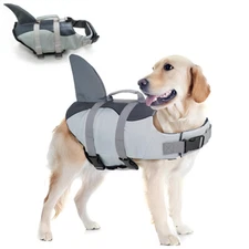 Dog Life Jacket Float Adjustable Vest for Swimming Pet Lifesaver w/ PULL Handle