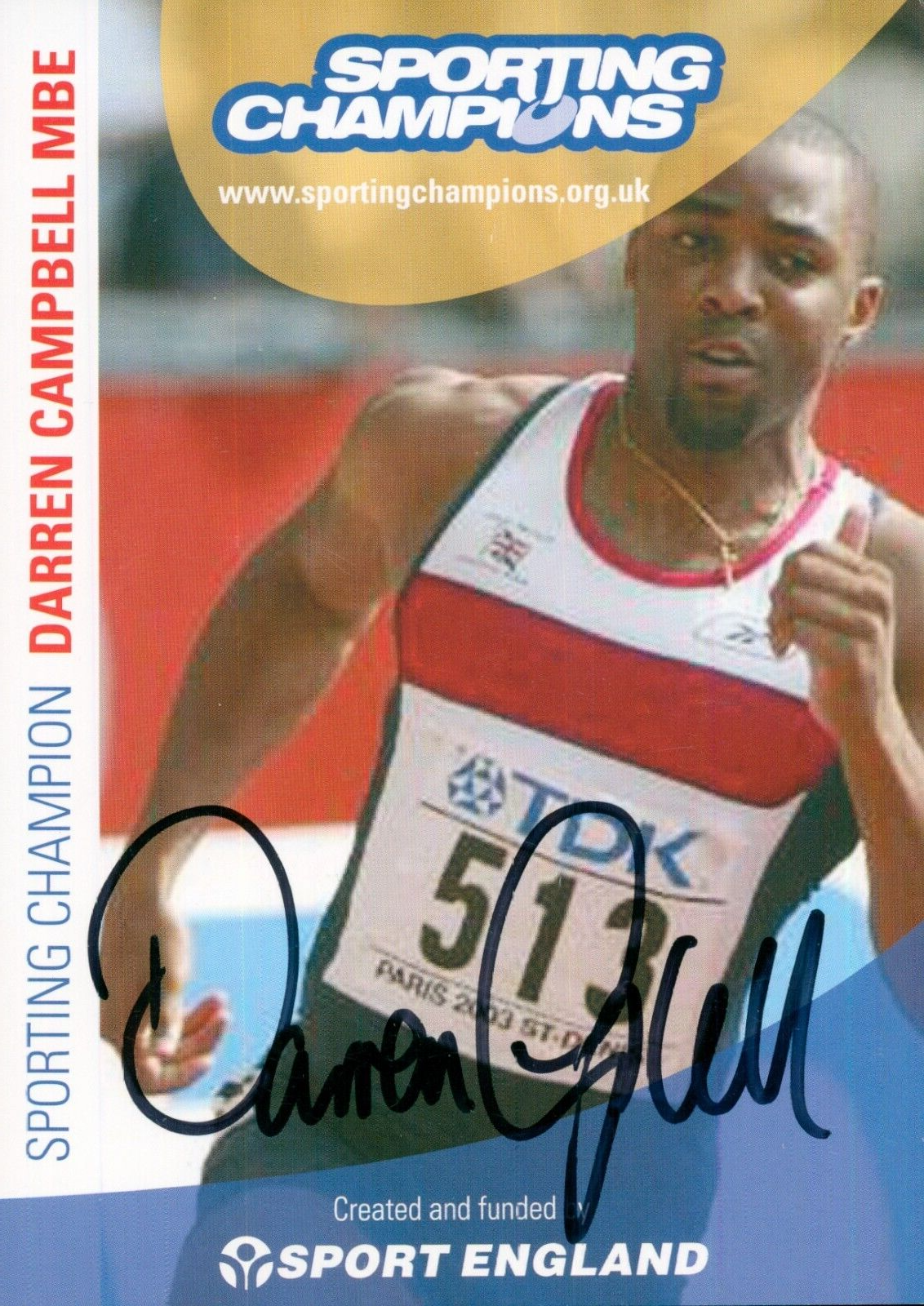 Darren Campbell Signed Autograph Original Olympic Athlete Athletics ...