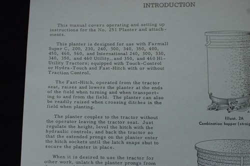 McCormick C-251 2 Row 2pt Fast Hitch Corn Planter Unit Owner's Manual Farmall IH - Picture 10 of 15