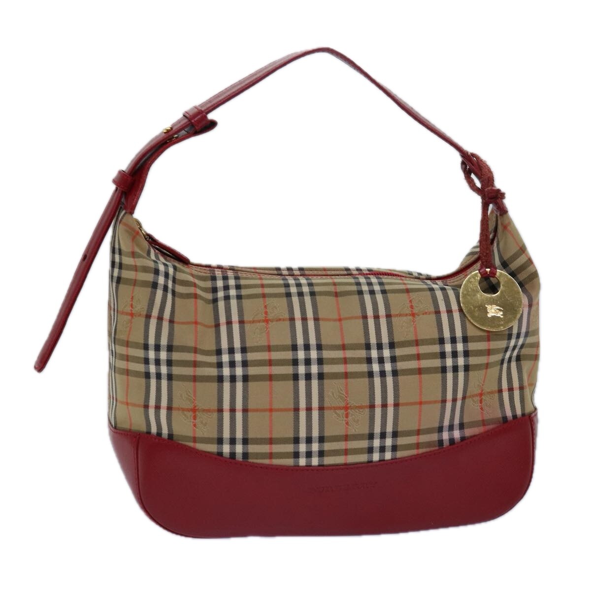 Burberry Nova Check Red Canvas Shoulder Bag Authentic