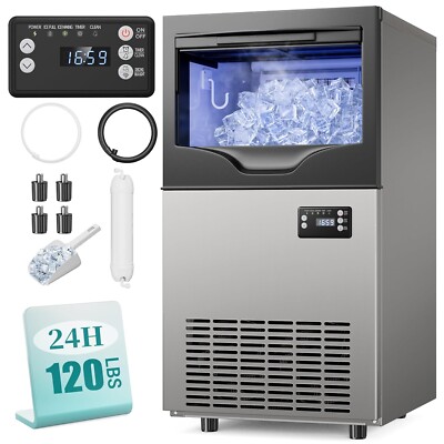 Commercial Ice Maker Machine, 120LBS/24H Under Counter Ice Maker with 35LBS Ice