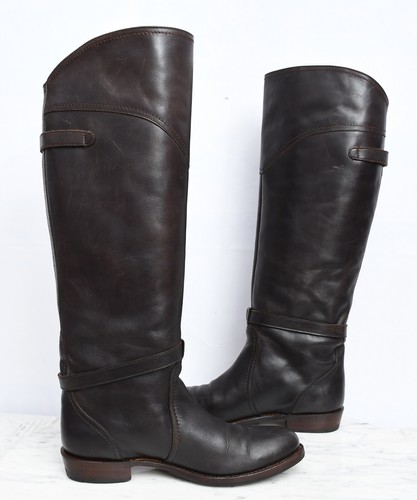 Frye Dorado Riding Brown Leather Knee High Equestrian Belted Boots Womens Sz 8 - Picture 6 of 10
