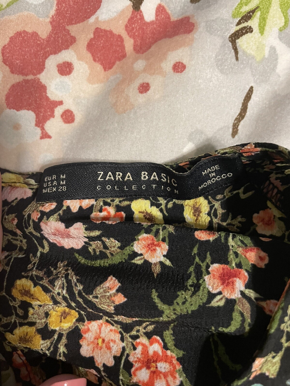 Zara Basic Romper Size Medium M Black Floral Open… - image 5