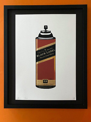 DEATH NYC Hand Signed LARGE Print Framed 16x20in COA  BLACK LABEL SPRAY CAN B