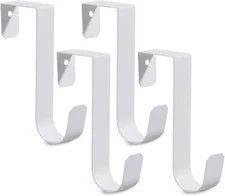 4 Pack Over The Door Hooks, Sturdy Metal Single White Door Hanger Hooks, 7Lbs