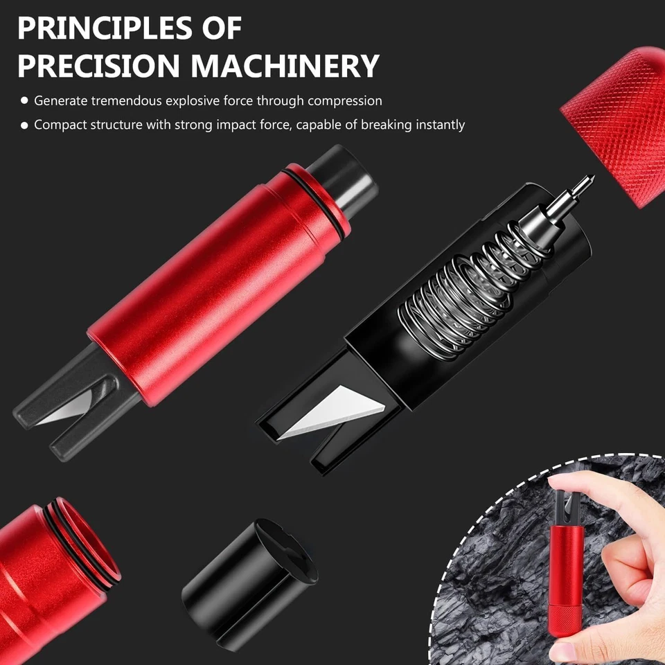 4x Martillo de seguridad para automóvil Cortador de cinturón de seguridad Ventana Rompedor de vidrio 2 en 1 Herramienta de emergencia Foto 2 de 4