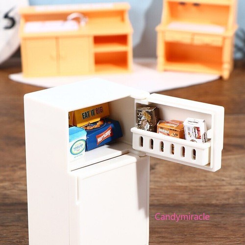 1 Set Maßstab 1:12 Puppenhaus Miniatur Kühlschrank Mit Nahrungsmittel Zubehör - Picture 9 of 11