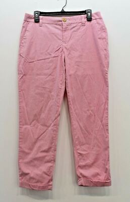 Tommy Hilfiger Womens Pink Straight Leg Casual Candy Stripe Folded Cuff Pant 8