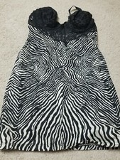 Vintage Victoria's Secret Zebra Print Satin Slip Nightie Body Cam 34B preowned