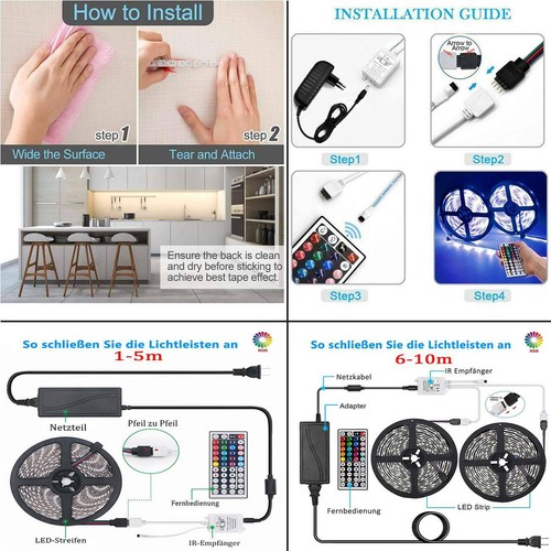 5m 300 Tiras LED 12V RGB SMD 5050 IP65 Tiras WIFI Alexa Banda Regulable Luz - Imagen 8 de 16