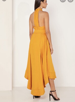 C/Meo Collective Womens Confirmative Belted Midi Dress Yellow S