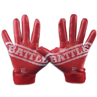 Battle Sports Doom 1.0 Adult & Youth Football Receiver Gloves RED