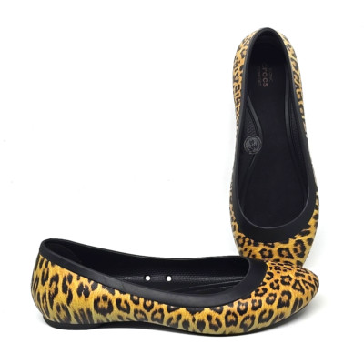 Crocs Iconic Comfort Slip on Ballet Flats Cheetah Print Women's Size 9