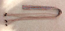 Boho Hippie Belt Multicolor Wood Beads Beige Cord Tie On Belt 67 in.