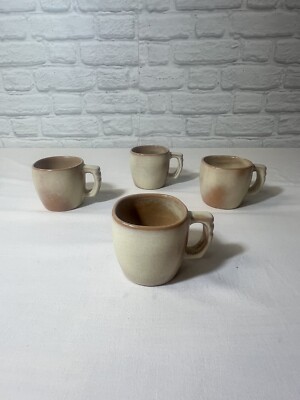 Frankoma 5C Plainsman Desert Gold Coffee Mug Cup Lot of 4 Pottery Vintage