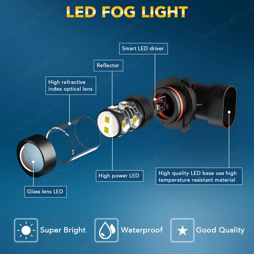 For 2004-2014 Ford F150 6000K LED Headlight Hi/Low+Fog Light Bulbs Combo - Picture 16 of 22