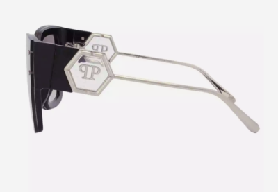 Philipp Plein Silver Mirror Square Ladies Sunglasses SPP041M  display picture 3