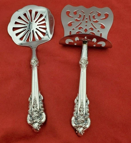 Grande Baroque Custom Made Sterling Handle Asparagus & Tomato Servers