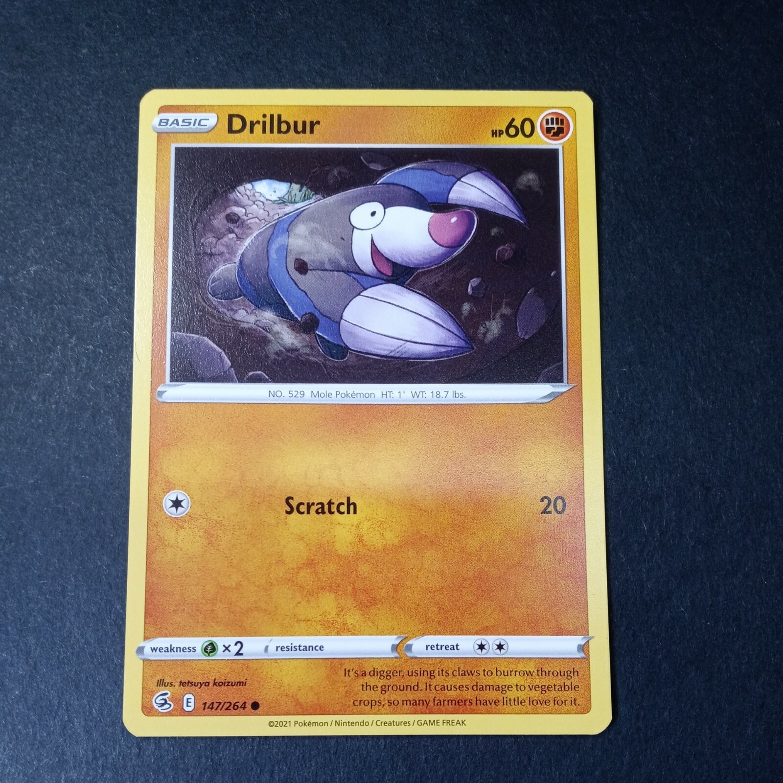 Pokemon Fusion Strike Drilbur Common Card 147/264 NM
