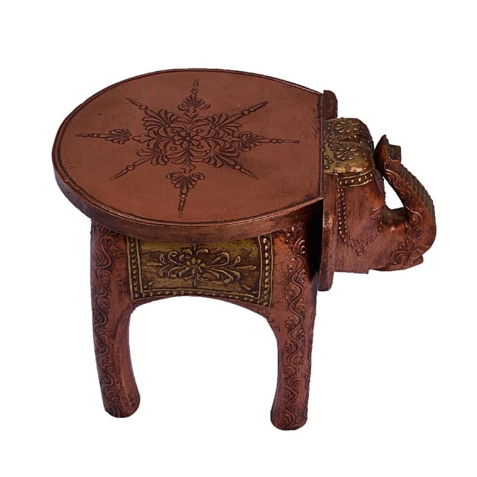 Wooden Decorative Rajastani Painting Elephant Stool Home Decorative Showpiece - Image 4 of 4