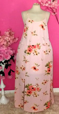 WOMEN PLUS SIZE PINK FLORAL OVERLAY LINED SPLIT FRONT MIDI DRESS (SIZE UK26-28 )
