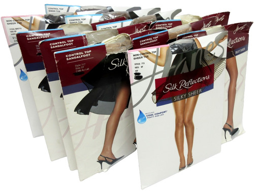 HANES Silk Reflections Pantyhose Sz EF Lot of 11 w Boxes Mixed Colors for Crafts