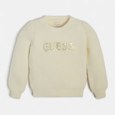 Guess Girl's Sequin Logo Crew Neck Sweater