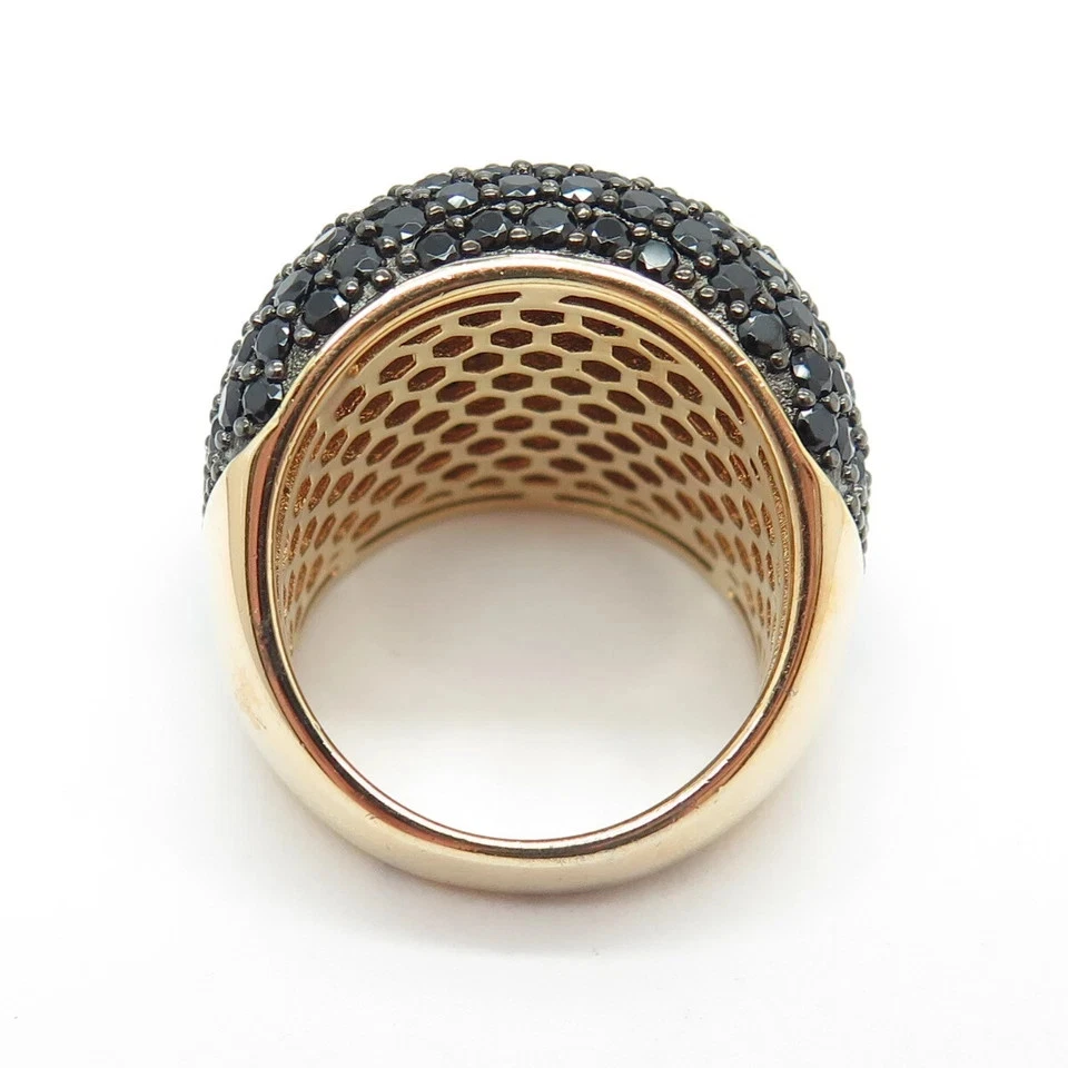 2ct Round Cut Simulated Black Onyx Pinky/Dome Band Ring 14k Yellow Gold Plated - Image 3 of 4