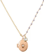 Lucky Brand Enamel Locket Charm Necklace,Two Tone,One Size