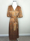 Dress Forum Los Angeles Floral Satin Maxi Wrap Dress Medium Women's Puff Sleeve